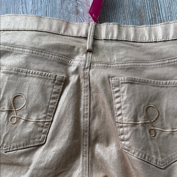 🌴 Lilly Pulitzer GOLD Eagan High Rise Super Sparkly Gold Metallic Pants NWT 16 - Picture 11 of 14